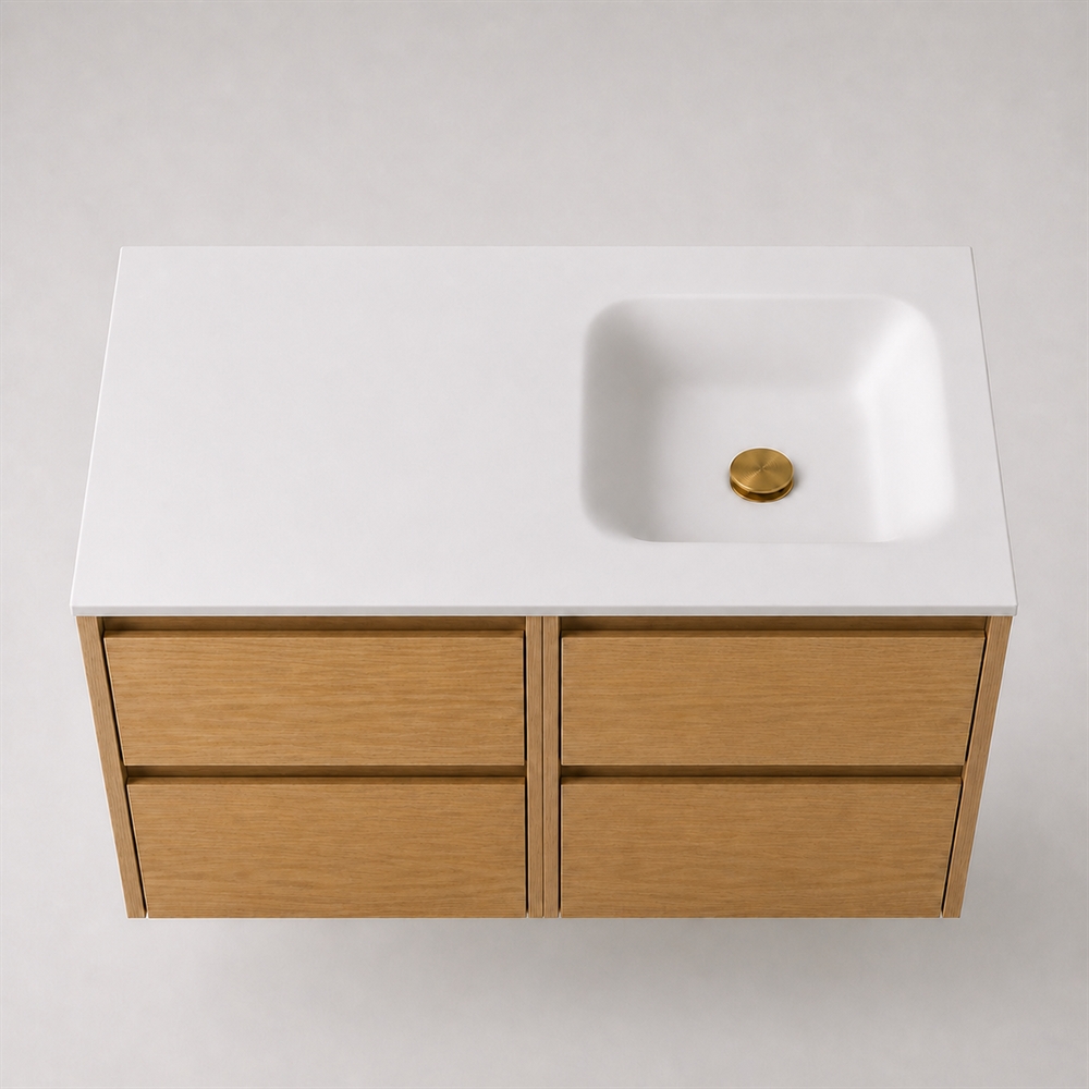 Corian kylpyhuonetaso 102 cm sis. Type 7 allas, oikea, Glacier White