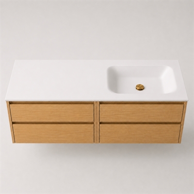 Corian kylpyhuonetaso 142 cm sis. Lux allas, oikea, Glacier White