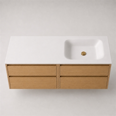 Corian kylpyhuonetaso 162 cm sis. Lux allas, oikea, Glacier White