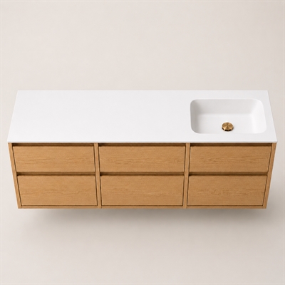 Corian kylpyhuonetaso 182 cm sis. Lux allas, oikea, Glacier White