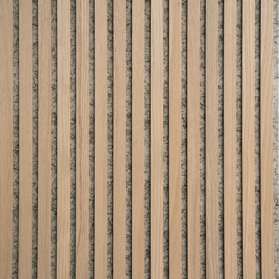 Akustiikkapaneeli Green Option – Tammiviilu, harmaanvihreä huopa, beige MDF | 60 x 240 cm 